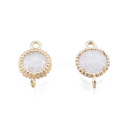 Brass Pave Cubic Zirconia Connector Charms KK-G432-01G-05-1