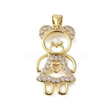 Rack Plating Brass Micro Pave Cubic Zirconia Pendants ZIRC-F142-08G-1