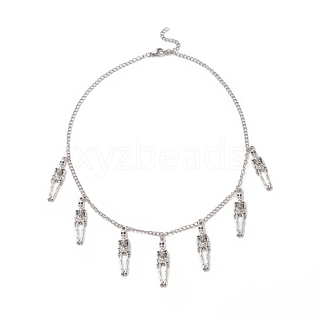 Tibetan Style Alloy Skeleton Pendant Necklace NJEW-JN04232-1