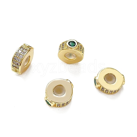 Brass Micro Pave Cubic Zirconia Beads KK-K361-03B-G-1