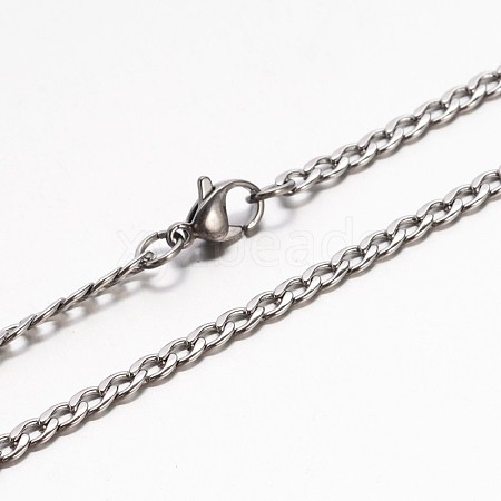 Tarnish Resistant Boy's 304 Stainless Steel Curb Chain Necklaces NJEW-E026-13P-1