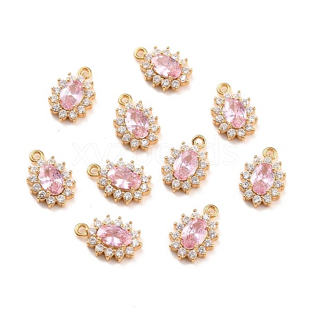 Real 18K Gold Plated Brass Micro Pave Cubic Zirconia Charms ZIRC-Z023-04E-NR-1
