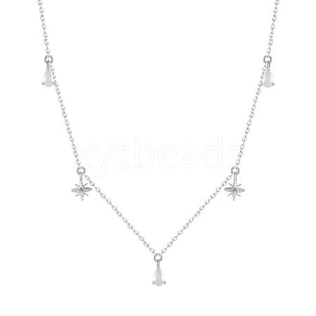 925 Sterling Silver Star Teardrop Pendant Necklaces ZV9740-2-1