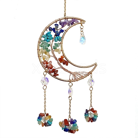 Moon and Tree Natural & Synthetic Gemstone Chips Chandelier Suncatchers Prisms PW-WGCCA7F-01-1