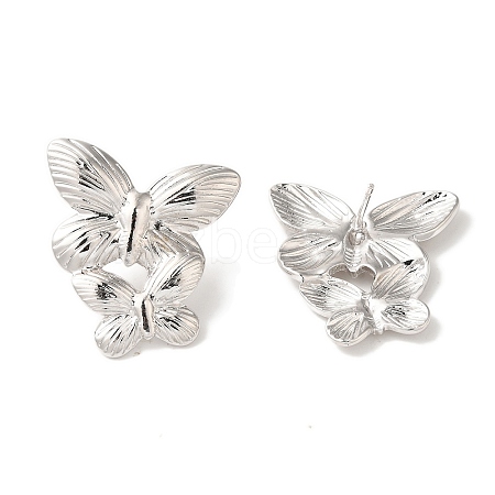 Rack Plating Butterfly Brass Stud Earrings EJEW-B062-36P-1