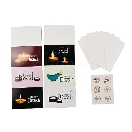 Rectangle Diwali Day Paper Greeting Card DIY-NH0010-01D-1