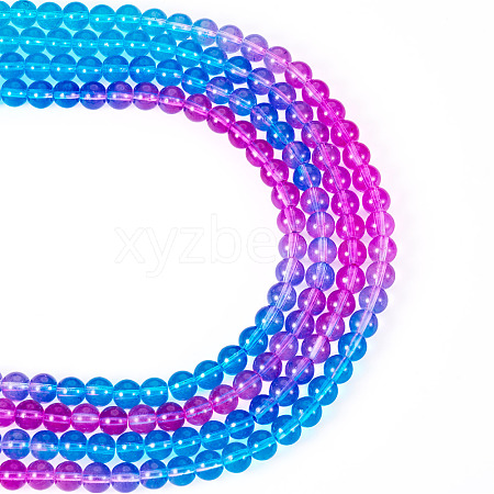 2 Strands Baking Paint Transparent Glass Beads DGLA-TA0001-20D-1