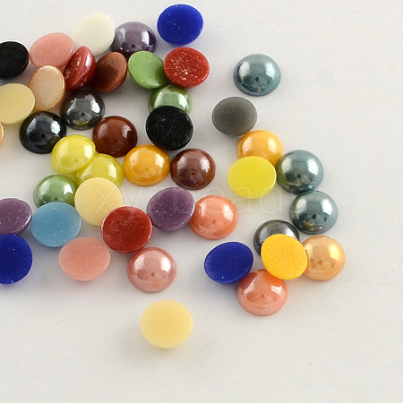 Pearlized Plated Opaque Glass Cabochons PORC-S801-6mm-M-1