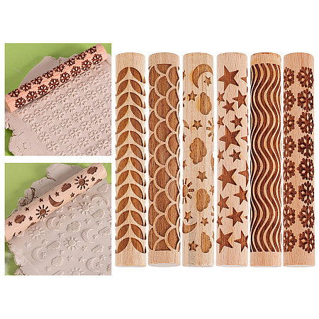 6Pcs 6 Styles Wooden Rolling Pin BAKE-HY0001-01B-1