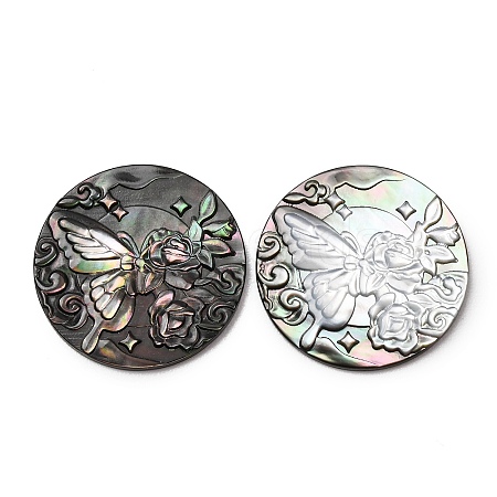 Natural Black Lip Shell Carved Cabochons SHEL-G024-01A-1