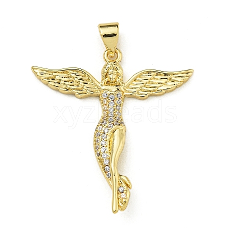 Rack Plating Brass Micro Pave Clear Cubic Zirconia Pendants KK-Z067-12G-1