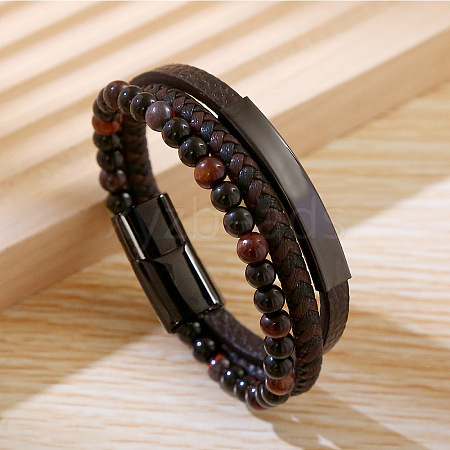 PU Leather Braided Cord Bracelets PW-WGF341D-04-1