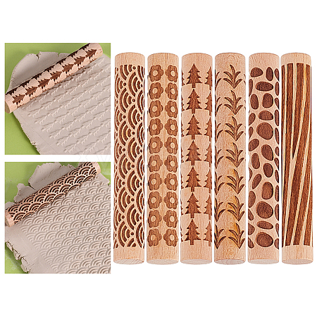 6Pcs 6 Styles Wooden Rolling Pin BAKE-HY0001-01A-1