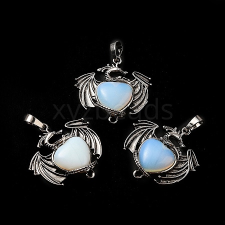 Opalite Heart Pendants KK-K331-01AS-03-1