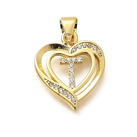 Rack Plating Brass Micro Pave Cubic Zirconia Pendants KK-L226-101G-T-1