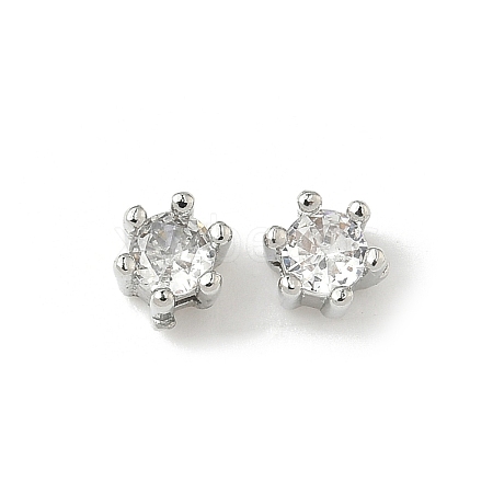 Brass Micro Pave Cubic Zirconia Beads KK-D386-09P-03-1