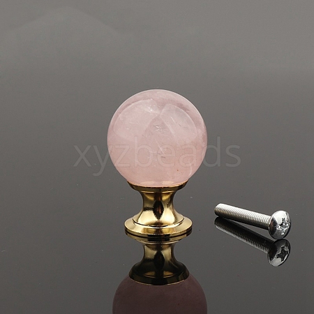 Metal & Natural Rose Quartz Drawer Knobs PW-WG57F80-02-1