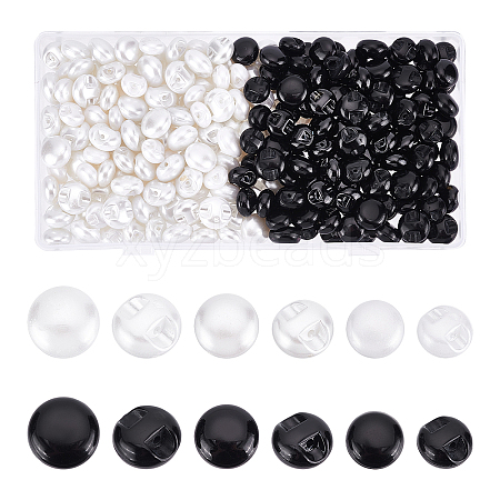 240Pcs 6 Style 1-Hole Plastic Button BUTT-PH0001-14-1
