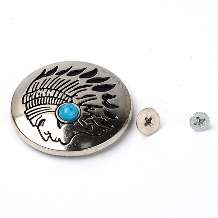 Alloy & Imitation Turquoise Craft Solid Screw Rivet PALLOY-WH0084-05A-1