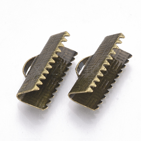 Brass Ribbon Crimp Ends KK-Q747-10E-AB-1