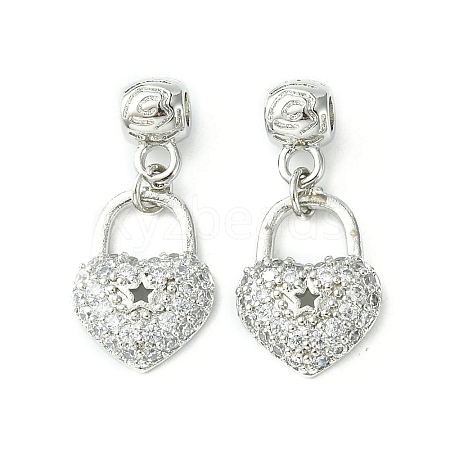 Rack Plating Eco-Friendly Brass Micro Pave Clear Cubic Zirconia European Dangle Charms KK-K330-46P-1