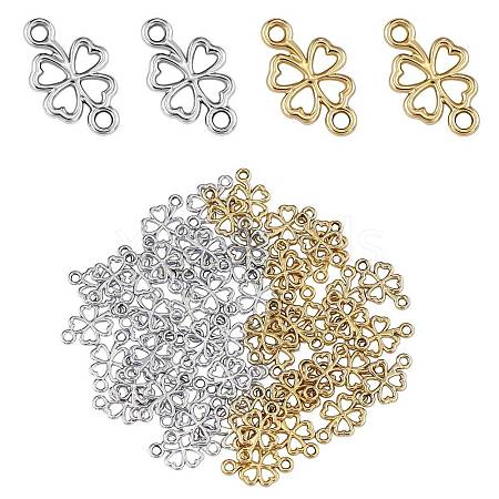 60 Pieces Four Leaf Clover Connector Charm Alloy Lucky Clover Charm Pendant with Jump Ring for Jewelry Necklace Bracelet Earring Making Crafts JX338A-1