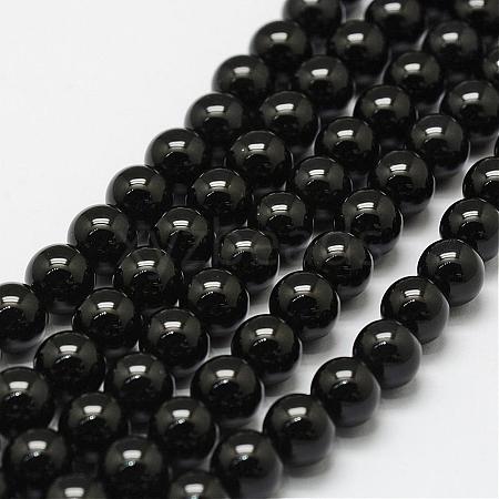 Natural Black Onyx Beads Strands G-N0309-23-8mm-1