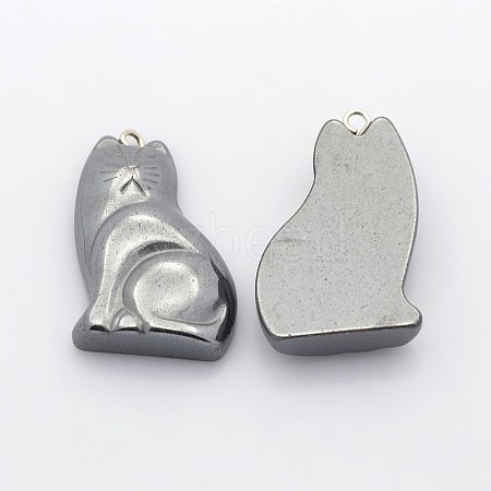 Non-Magnetic Synthetic Hematite Kitten Pendants G-J232-12-1