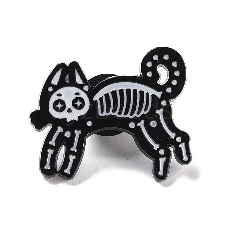 Dog Skeleton Enamel Pin JEWB-F016-13EB-1