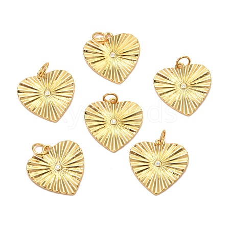 Brass Micro Pave Clear Cubic Zirconia Pendants ZIRC-P086-11G-1
