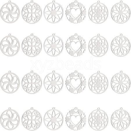 Unicraftale 24Pcs 6 Style 201 Stainless Steel Pendants STAS-UN0029-88-1