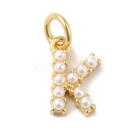 Rack Plating Brass with ABS Plastic Imitation Pearl Charms KK-B092-30K-G-1