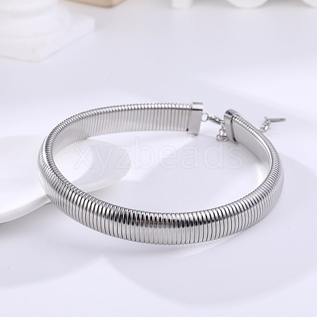 304 Stainless Steel Snake Chain Cuff Bangles for Women WG54B23-04-1