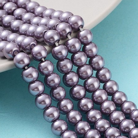 Eco-Friendly Dyed Glass Pearl Round Beads Strands HY-A008-6mm-RB116-1
