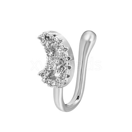 Moon Brass Micro Pave Clear Cubic Zirconia Clip-on Nose Septum Rings WG32032-01-1