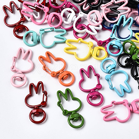 Spray Painted Eco-Friendly Alloy Swivel Snap Hooks Clasps X-PALLOY-T080-12-NR-1