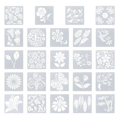 Cheriswelry 24 Sheets 24 Styles Plastic Drawing Stencil DIY-CW0001-13-1