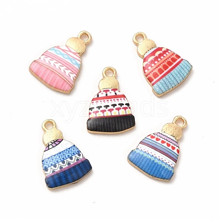 Winter Theme Printed Alloy Pendants PALLOY-H127-03G-1