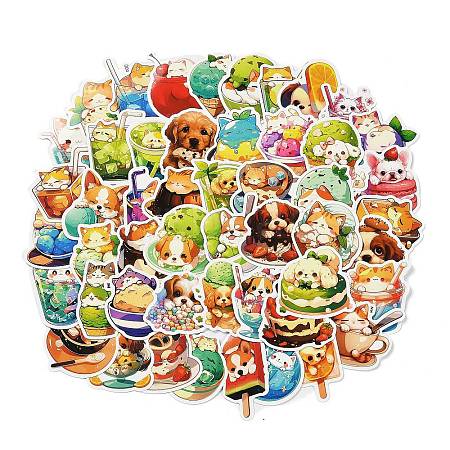 50 Pieces Paper Stickers Of Cartoon Food Cats And Dogs STIC-R001-16-1