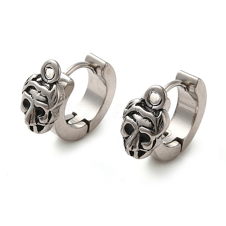 Skull Shape 304 Stainless Steel Hoop Earrings Findings STAS-Q317-01AS-1