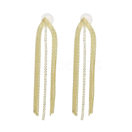 Cubic Zirconia Chains Tassel Earrings EJEW-P236-04G-1