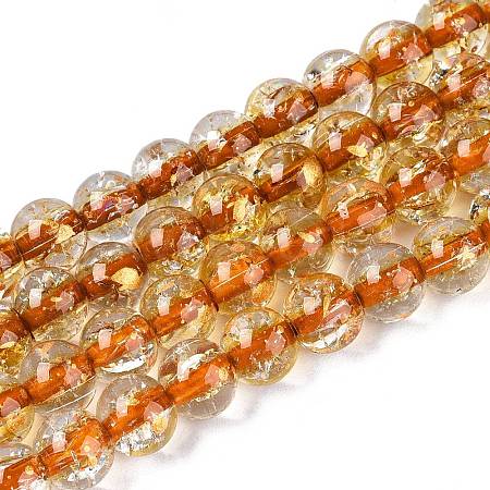 Crackle Transparent Glass Beads Strands GLAA-N030-8mm-01G-1