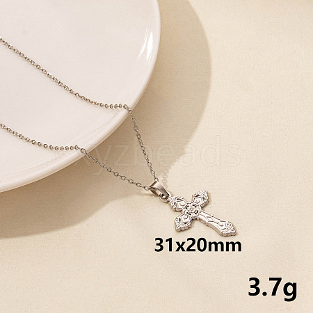 Vintage Stainless Steel Cross Pendant Necklaces for Women QX2053-1-1