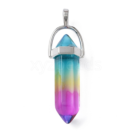 Faceted Bullet Glass Pointed Pendants GLAA-CJC0001-16F-1