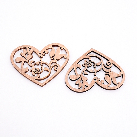 Natural Wood Filigree Joiners Links WOOD-WH0113-42-1