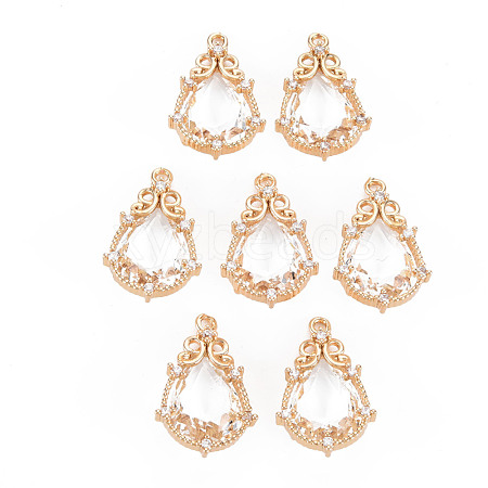 Rack Plating Brass Micro Pave Clear Cubic Zirconia Charms KK-T060-60-RS-1