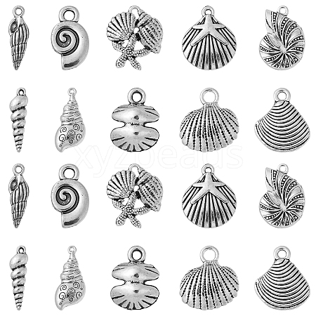 50Pcs 10 Style Tibetan Style Alloy Pendants TIBEP-CJ0003-46-1