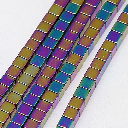 Electroplate Non-magnetic Synthetic Hematite Beads Strands G-J170A-3x3mm-04-1