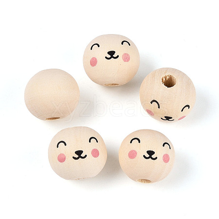 Printed Schima Wood Beads WOOD-T033-02G-1