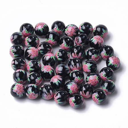 Printed & Spray Painted Glass Beads LS-GLAA-S047-03A-08-1